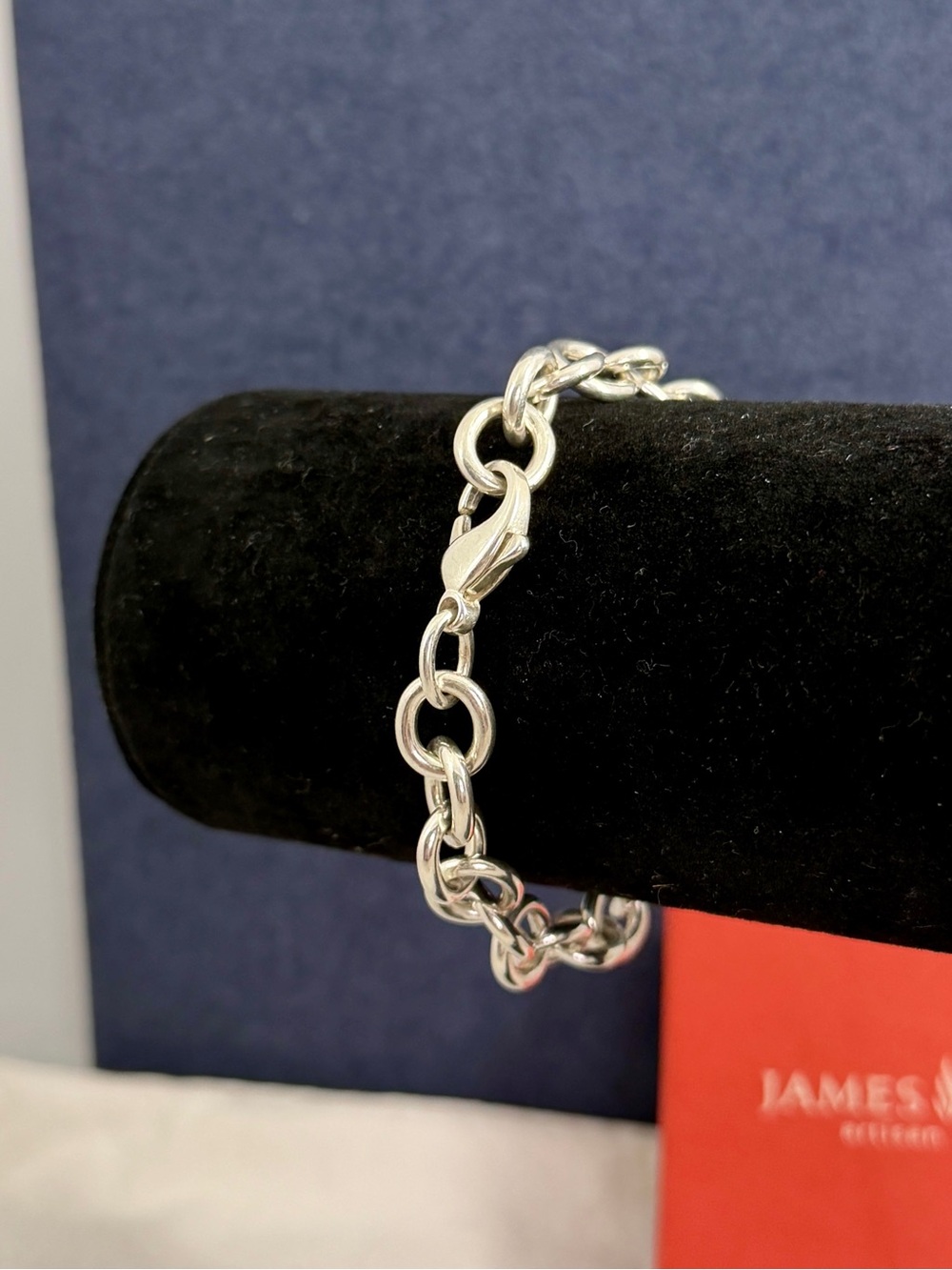 JAMES AVERY Sterling Silver Classic Cable Charm Oval Link Bracelet; 7.5” Medium